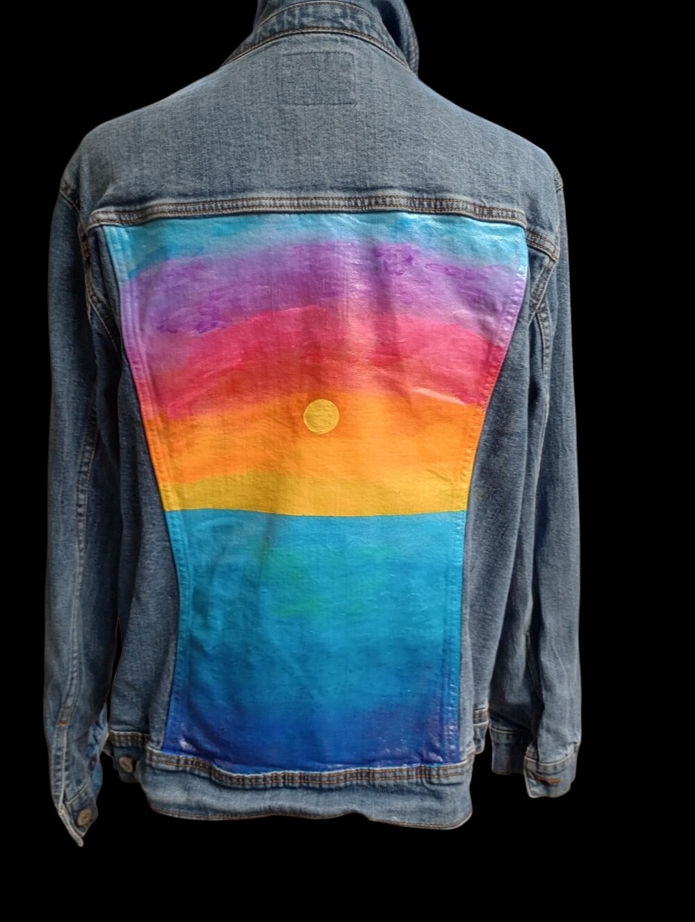 Old Navy Hand painted Blue Jean Jacket EUC